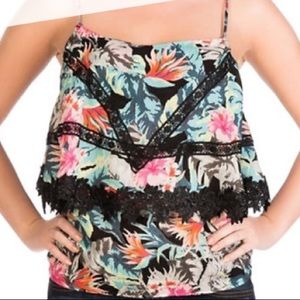 GUESS floral and lace tank